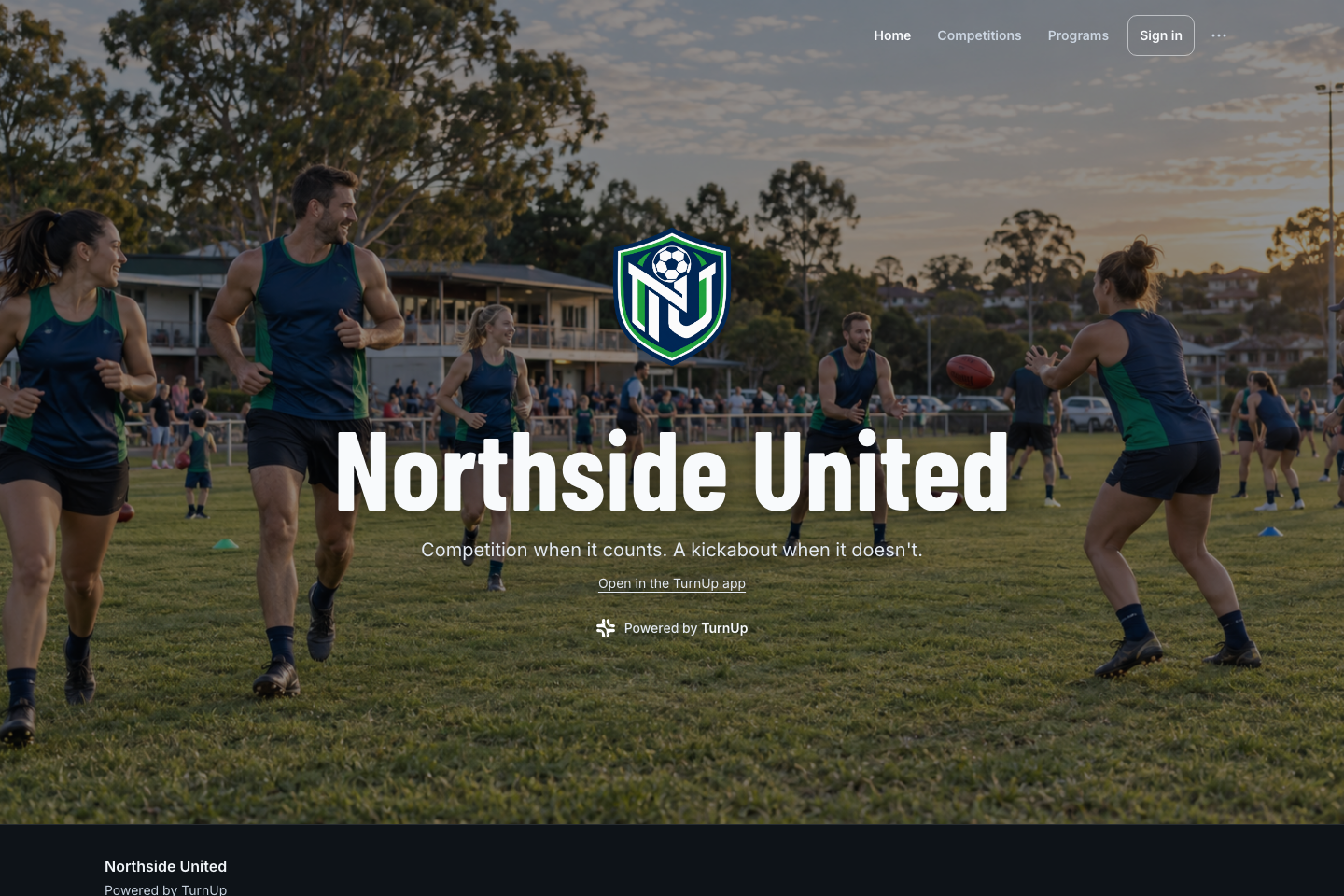 A public TurnUp club page with club identity, navigation and community photography